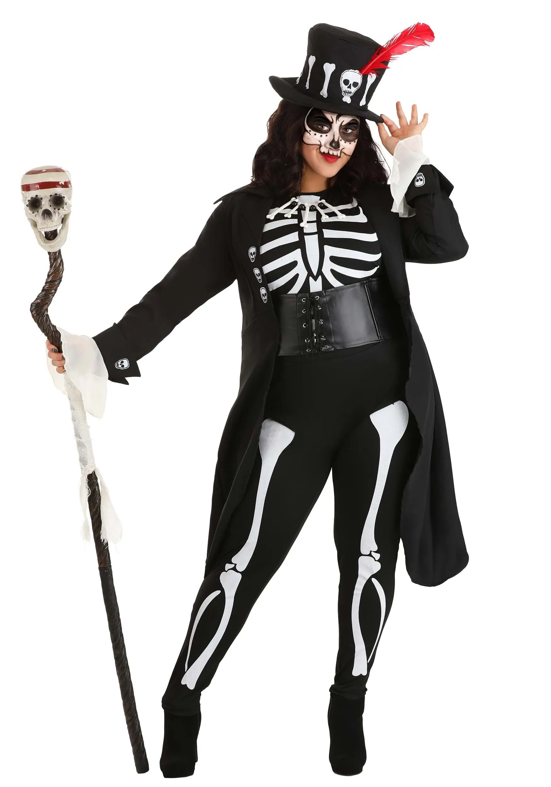 Fun Costumes Plus Size Ladies Voodoo Skeleton Costume 1 Fun Costumes Plus Size Ladies Voodoo Skeleton Costume
