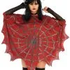 LEG AVENUE Red Glitter Spiderweb Adult Costume Poncho