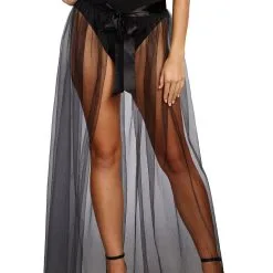 Dreamgirl Sheer Tie-Front Black Women's Skirt